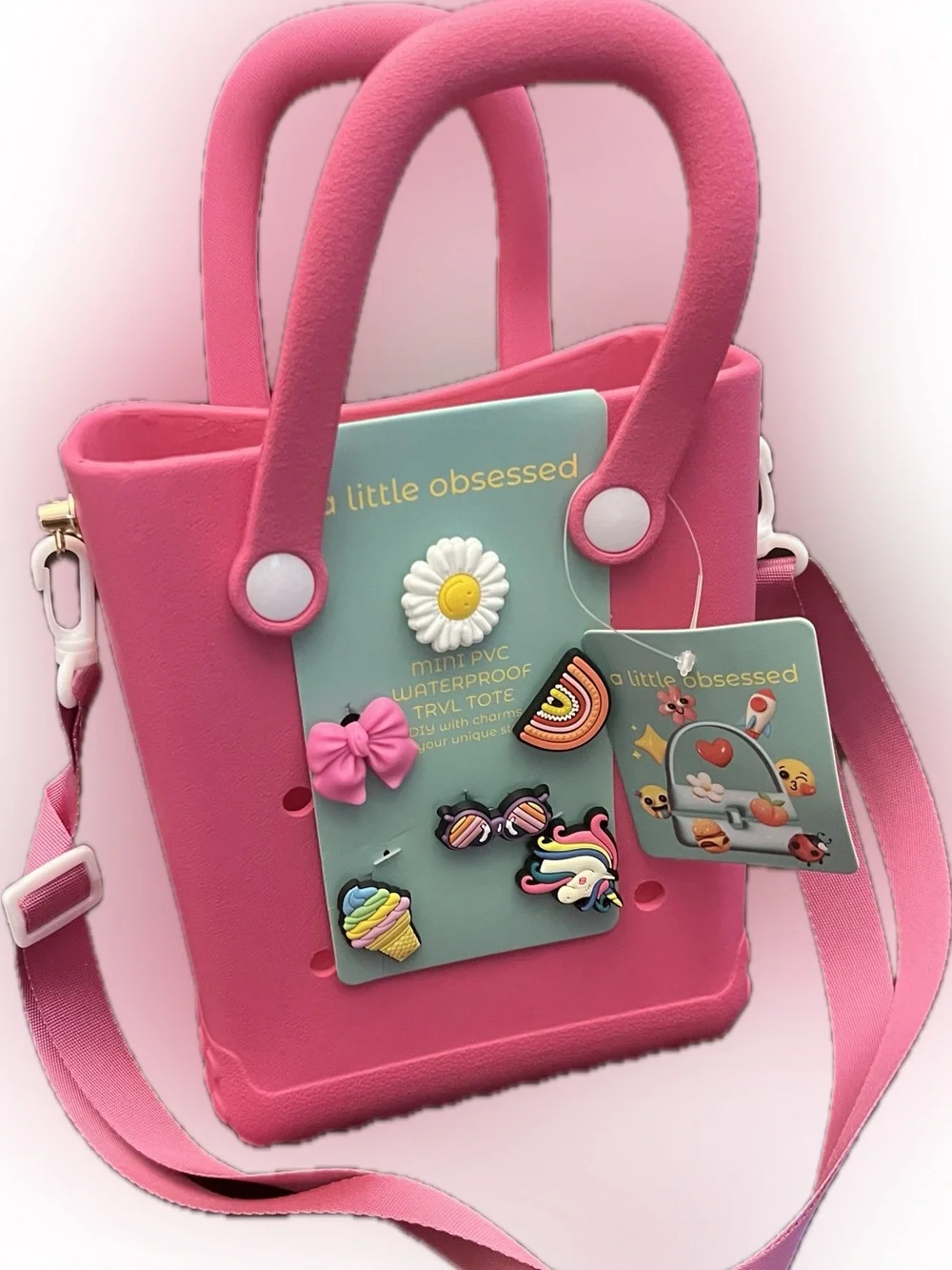 Pink Kids Mini Tote Bag with Removable Charms